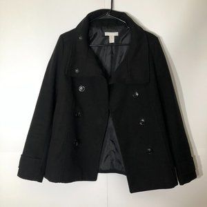 H&M Black Double Breasted Pea Coat size 10